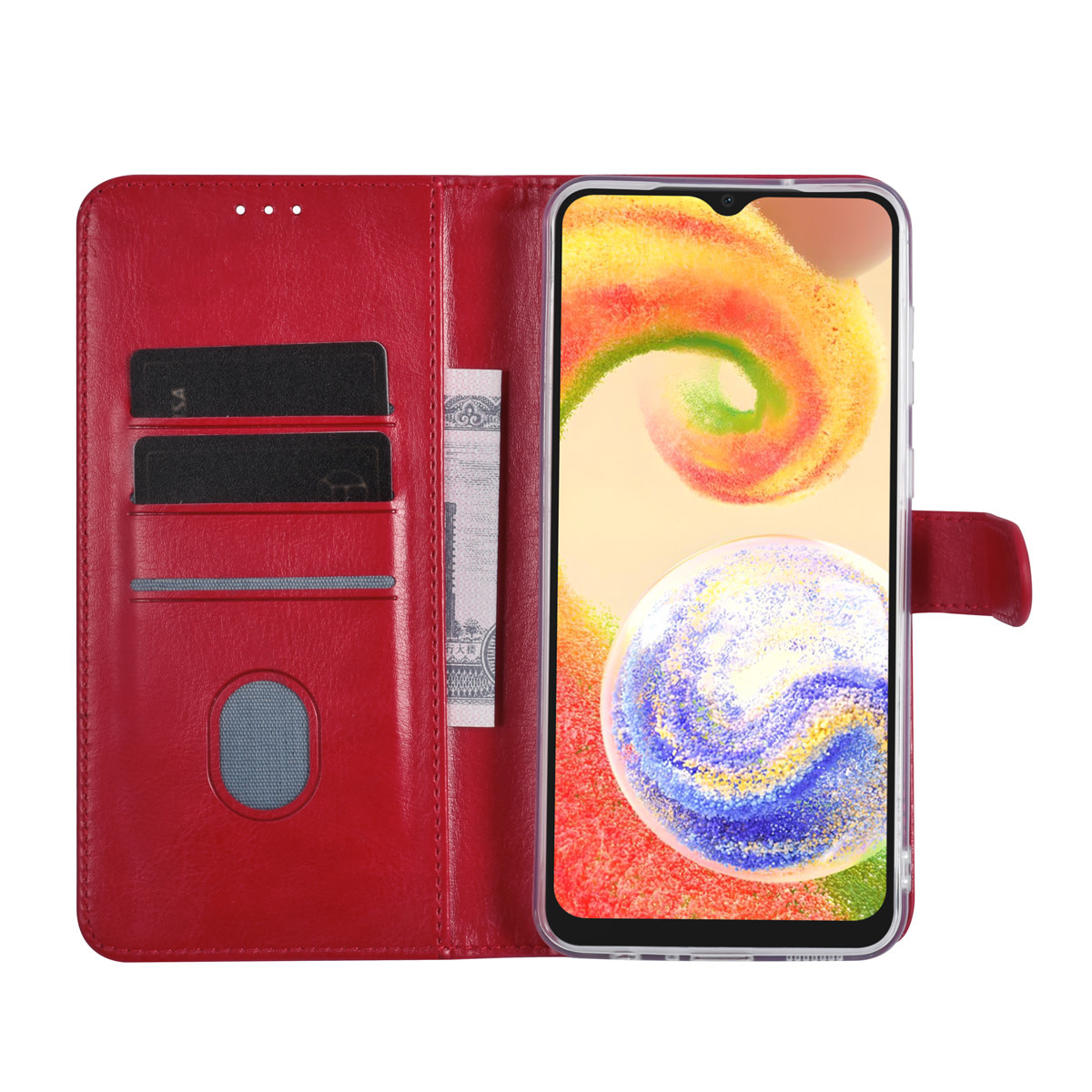 UNIQ Accessory UNIQ Accessory Galaxy A04 Book Case hoesje - Pasjeshouder voor 3 pasjes - Hanger - Rood, foto 5 van 5