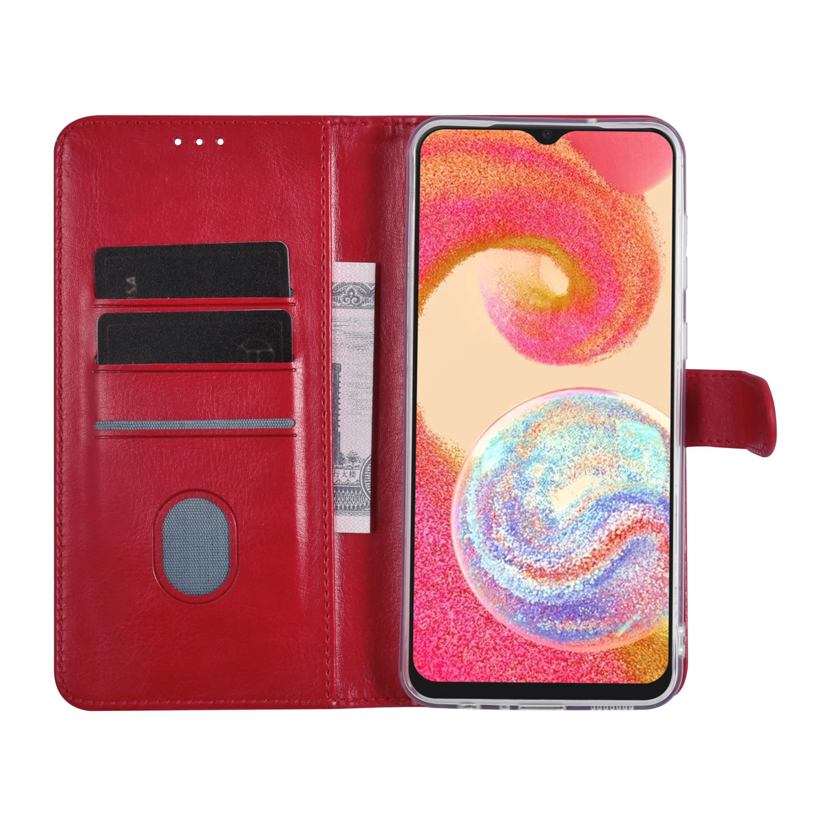 UNIQ Accessory UNIQ Accessory Galaxy A04e Book Case hoesje - Pasjeshouder voor 3 pasjes - Hanger - Rood, foto 5 van 5