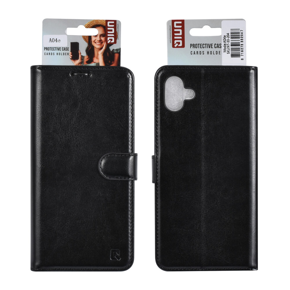 UNIQ Accessory UNIQ Accessory Étui pour Samsung Galaxy A04e - Porte-cartes pour 3 cartes - Fermeture magnétique -Noir UNIQ Accessory UNIQ Accessory Étui pour Samsung Galaxy A04e - Porte-cartes pour 3 cartes - Fermeture magnétique -Noir