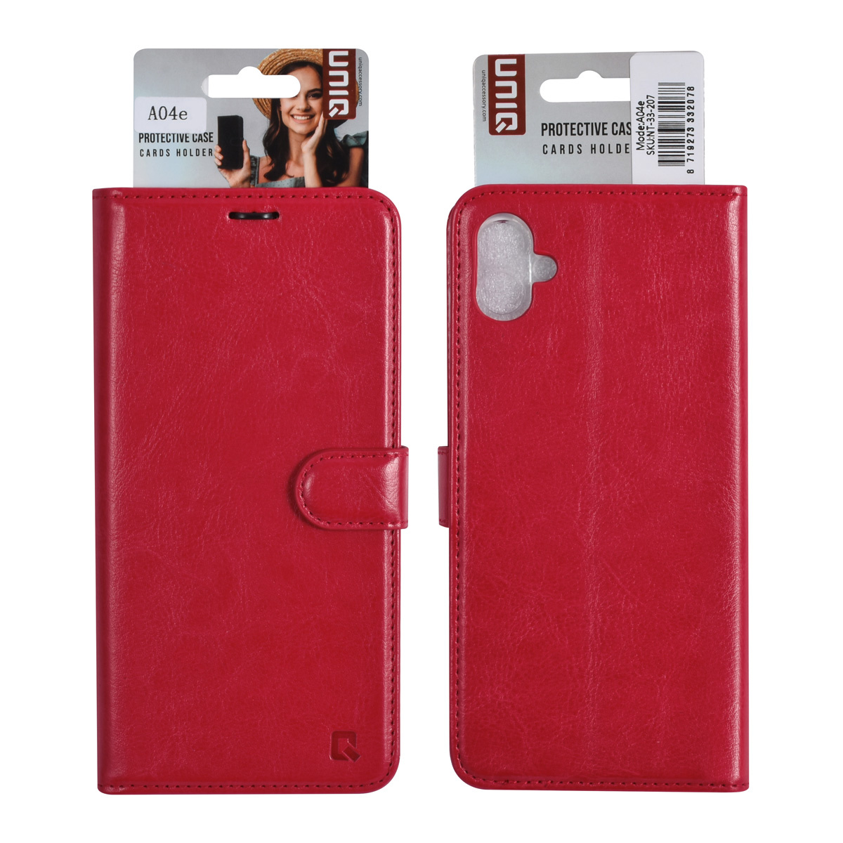 UNIQ Accessory UNIQ Accessory Galaxy A04e Book Case hoesje - Pasjeshouder voor 3 pasjes - Hanger - Rood, foto 2 van 5