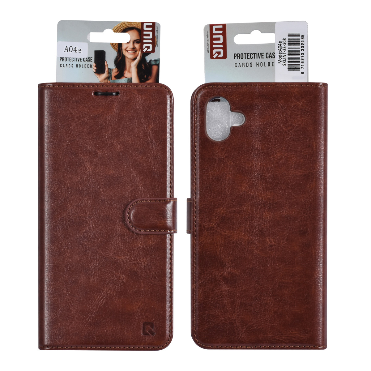 UNIQ Accessory UNIQ Accessory Galaxy A04e Book Case hoesje - Pasjeshouder voor 3 pasjes - Hanger - Bruin, foto 2 van 5