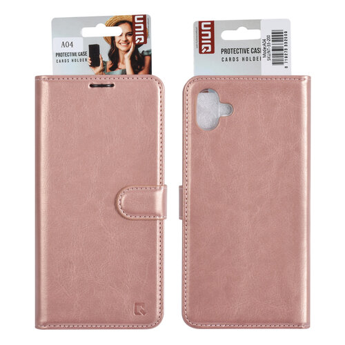 UNIQ Accessory UNIQ Accessory Étui pour Samsung Galaxy A04 - Porte-cartes pour 3 cartes - Fermeture magnétique -Rose Gold