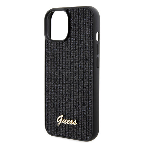 Guess Guess iPhone 15 Hardcase hoesje - Metal Script - Disco Zwart Guess Guess iPhone 15 Hardcase hoesje - Metal Script - Disco Zwart