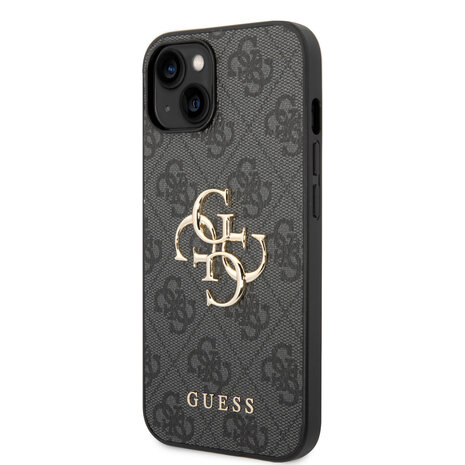 Guess Guess iPhone 15 Hardcase hoesje - 4G - Big Metal Logo - Grijs Guess Guess iPhone 15 Hardcase hoesje - 4G - Big Metal Logo - Grijs