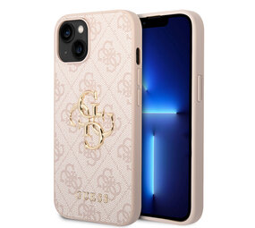 Guess Guess iPhone 15 & 14 Plus TPU Hardcase - 4G - Big Metal Logo - Pink Guess Guess iPhone 15 & 14 Plus TPU Hardcase - 4G - Big Metal Logo - Pink