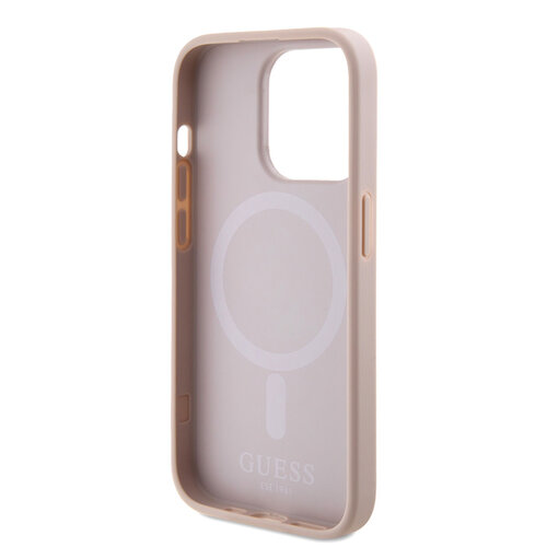 Guess Guess Coque arrière en TPU iPhone 15 Pro - Magsafe Compatible - Saffiano - Rose