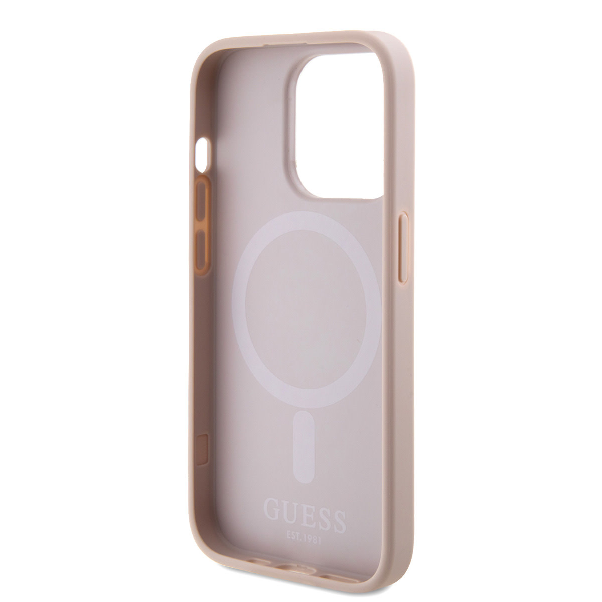 Guess Guess iPhone 15 Pro Hardcase hoesje - Magsafe Compatible - Saffiano - Roze, foto 2 van 6