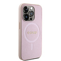 Guess Guess Coque arrière en TPU iPhone 15 Pro - Magsafe Compatible - Saffiano - Rose