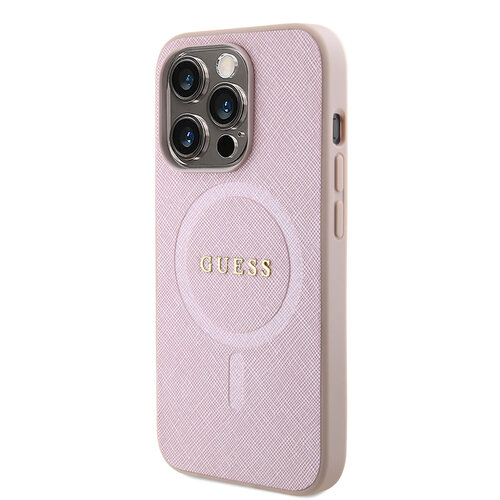 Guess Guess iPhone 15 Pro TPU Hardcase-Rückseite - Magsafe Compatible - Saffiano - Rosa