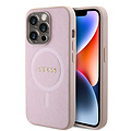 Guess Guess Coque arrière en TPU iPhone 15 Pro - Magsafe Compatible - Saffiano - Rose
