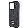 Guess Guess iPhone 15 Pro TPU Hardcase - Triangle Logo - Croco - Black