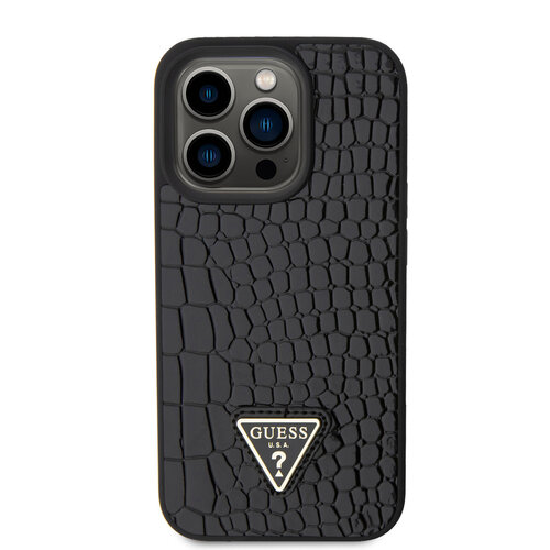 Guess Guess iPhone 15 Pro TPU Hardcase-Rückseite - Triangle Logo - Croco - Schwarz