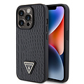 Guess Guess iPhone 15 Pro TPU Hardcase - Triangle Logo - Croco - Black