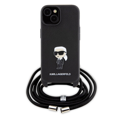 Karl Lagerfeld Karl Lagerfeld iPhone 15 TPU Hardcase-Rückseite - Saffiano - Ikonik Metal Pin - Crossbody - Schwarz Karl Lagerfeld Karl Lagerfeld iPhone 15 TPU Hardcase-Rückseite - Saffiano - Ikonik Metal Pin - Crossbody - Schwarz