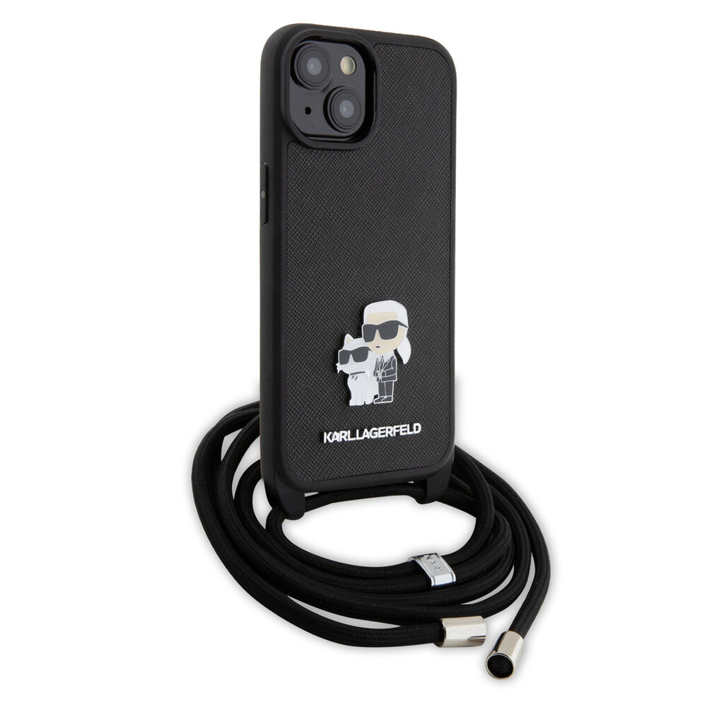Karl Lagerfeld Karl Lagerfeld Coque arrière en TPU iPhone 15 - Saffiano - K&C Metal Pin - Crossbody - Noir Karl Lagerfeld Karl Lagerfeld Coque arrière en TPU iPhone 15 - Saffiano - K&C Metal Pin - Crossbody - Noir