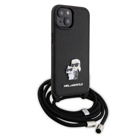 Karl Lagerfeld Karl Lagerfeld Coque arrière en TPU iPhone 15 - Saffiano - K&C Metal Pin - Crossbody - Noir Karl Lagerfeld Karl Lagerfeld Coque arrière en TPU iPhone 15 - Saffiano - K&C Metal Pin - Crossbody - Noir