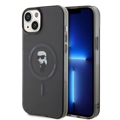 Karl Lagerfeld Coque arriere en TPU iPhone 15 & 14 Plus - Magsafe Compatible - Ikonik - Noir