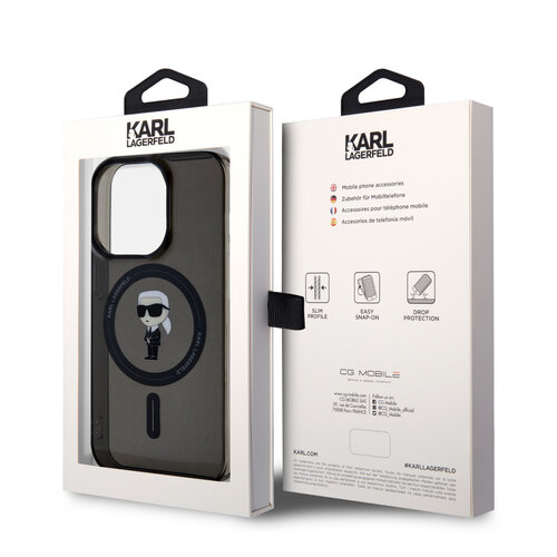 Karl Lagerfeld Karl Lagerfeld iPhone 15 Pro TPU Hardcase-Rückseite - Magsafe Compatible - Ikonik - Schwarz