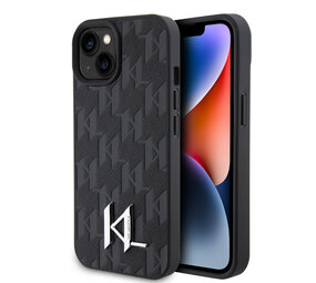 Karl Lagerfeld Karl Lagerfeld iPhone 15 Hardcase hoesje - Hot Stamp - KL Metal Logo - Monogram - Zwart Karl Lagerfeld Karl Lagerfeld iPhone 15 Hardcase hoesje - Hot Stamp - KL Metal Logo - Monogram - Zwart