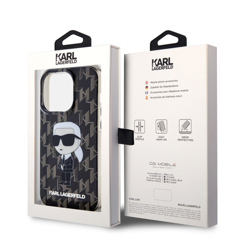 Karl Lagerfeld Karl Lagerfeld iPhone 15 Pro Hardcase hoesje - Ikonik Monogram - Zwart