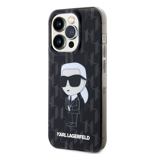 Karl Lagerfeld Karl Lagerfeld iPhone 15 Pro Hardcase hoesje - Ikonik Monogram - Zwart