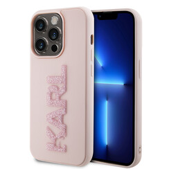 Karl Lagerfeld Coque arrière en TPU iPhone 15 Pro - 3D Glitter Logo - Rose