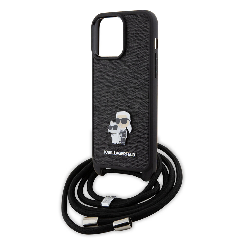 Karl Lagerfeld Karl Lagerfeld iPhone 15 Pro Max TPU Hardcase-Rückseite - Saffiano - K&C Metal Pin - Crossbody - Schwarz Karl Lagerfeld Karl Lagerfeld iPhone 15 Pro Max TPU Hardcase-Rückseite - Saffiano - K&C Metal Pin - Crossbody - Schwarz