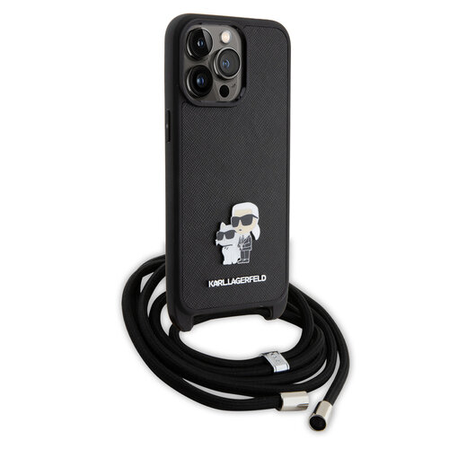 Karl Lagerfeld Karl Lagerfeld iPhone 15 Pro Max TPU Hardcase-Rückseite - Saffiano - K&C Metal Pin - Crossbody - Schwarz