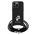 Karl Lagerfeld Karl Lagerfeld iPhone 15 Pro Max TPU Hardcase-Rückseite - Saffiano - K&C Metal Pin - Crossbody - Schwarz