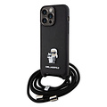 Karl Lagerfeld Karl Lagerfeld iPhone 15 Pro Max TPU Hardcase-Rückseite - Saffiano - K&C Metal Pin - Crossbody - Schwarz