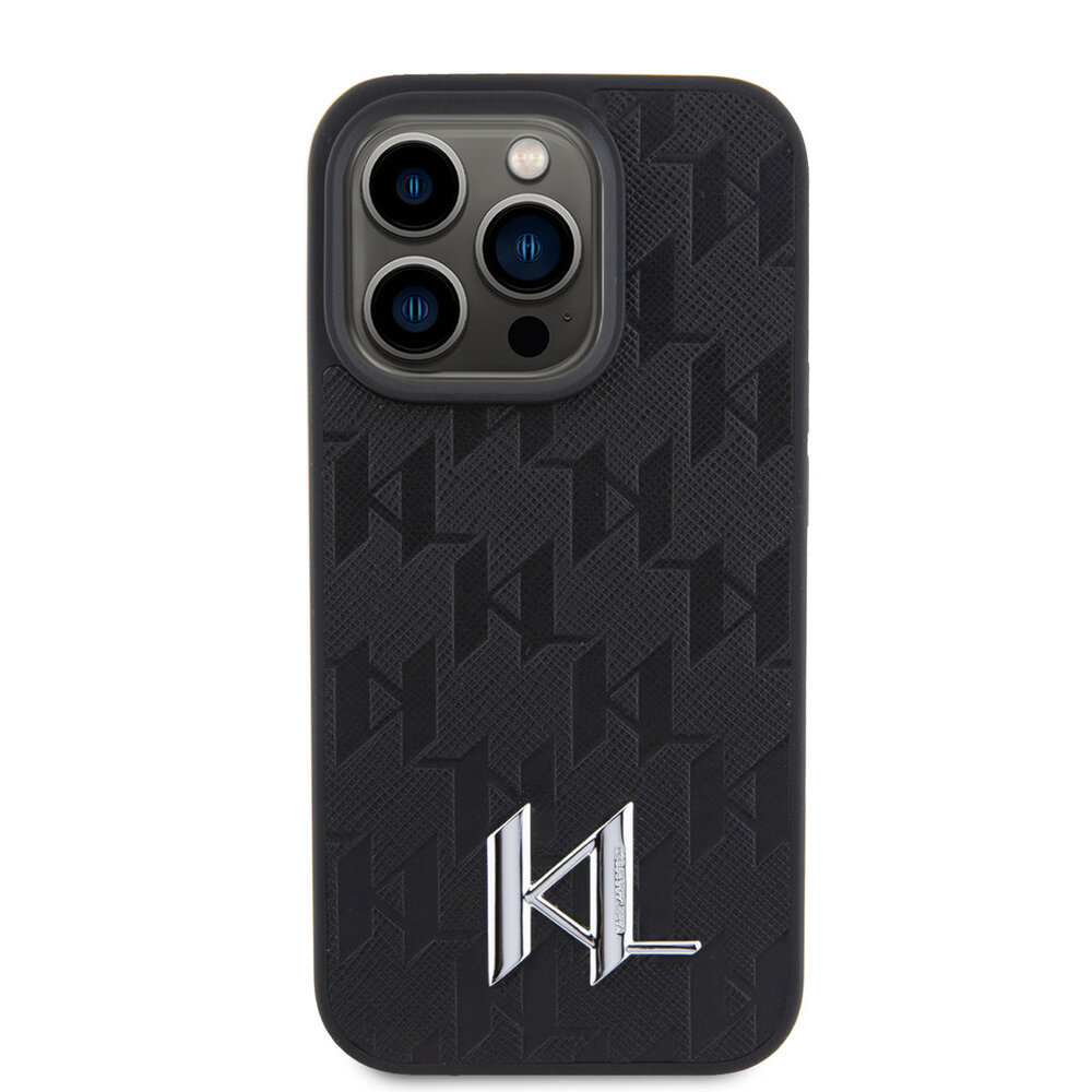 Karl Lagerfeld Karl Lagerfeld iPhone 15 Pro Max Hardcase hoesje - Hot Stamp - KL Metal Logo - Monogram - Zwart Karl Lagerfeld Karl Lagerfeld iPhone 15 Pro Max Hardcase hoesje - Hot Stamp - KL Metal Logo - Monogram - Zwart