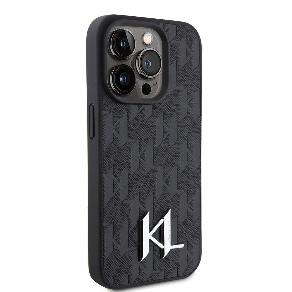 Karl Lagerfeld Karl Lagerfeld Coque arrière en TPU iPhone 15 Pro Max - Hot Stamp - KL Metal Logo - Monogram - Noir Karl Lagerfeld Karl Lagerfeld Coque arrière en TPU iPhone 15 Pro Max - Hot Stamp - KL Metal Logo - Monogram - Noir