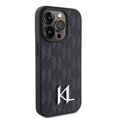 Karl Lagerfeld Karl Lagerfeld iPhone 15 Pro Max Hardcase hoesje - Hot Stamp - KL Metal Logo - Monogram - Zwart Karl Lagerfeld Karl Lagerfeld iPhone 15 Pro Max Hardcase hoesje - Hot Stamp - KL Metal Logo - Monogram - Zwart