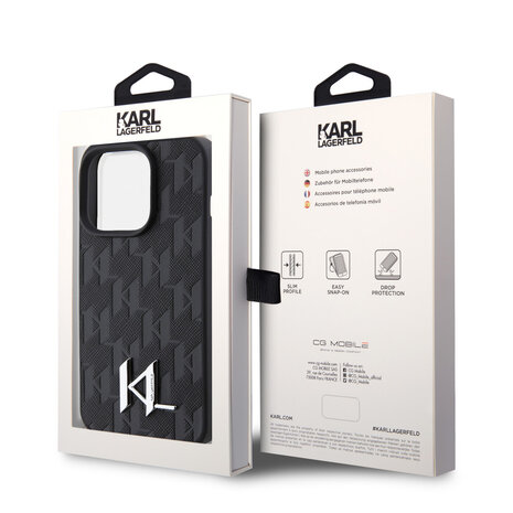 Karl Lagerfeld Karl Lagerfeld iPhone 15 Pro Max TPU Hardcase-Rückseite - Hot Stamp - KL Metal Logo - Monogram - Schwarz Karl Lagerfeld Karl Lagerfeld iPhone 15 Pro Max TPU Hardcase-Rückseite - Hot Stamp - KL Metal Logo - Monogram - Schwarz