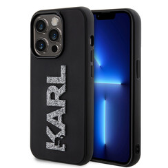 Karl Lagerfeld iPhone 15 Pro Max TPU Hardcase - 3D Glitter Logo - Black