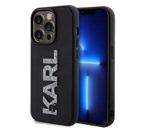 Karl Lagerfeld Karl Lagerfeld iPhone 15 Pro Max Hardcase hoesje - 3D Glitter Logo - Zwart