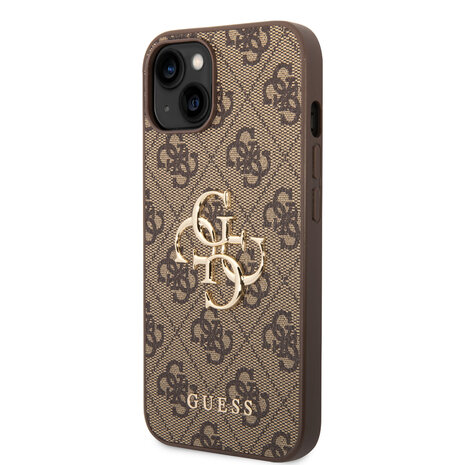 Guess Guess iPhone 15 TPU Hardcase-Rückseite - 4G - Big Metal Logo - Braun Guess Guess iPhone 15 TPU Hardcase-Rückseite - 4G - Big Metal Logo - Braun
