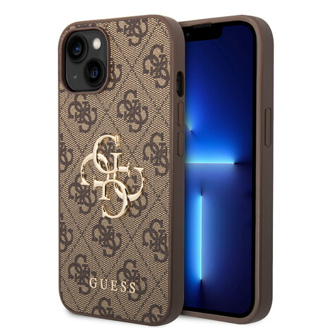Guess Guess iPhone 15 & 14 Plus TPU Hardcase-Ruckseite - 4G - Big Metal Logo - Braun Guess Guess iPhone 15 & 14 Plus TPU Hardcase-Ruckseite - 4G - Big Metal Logo - Braun