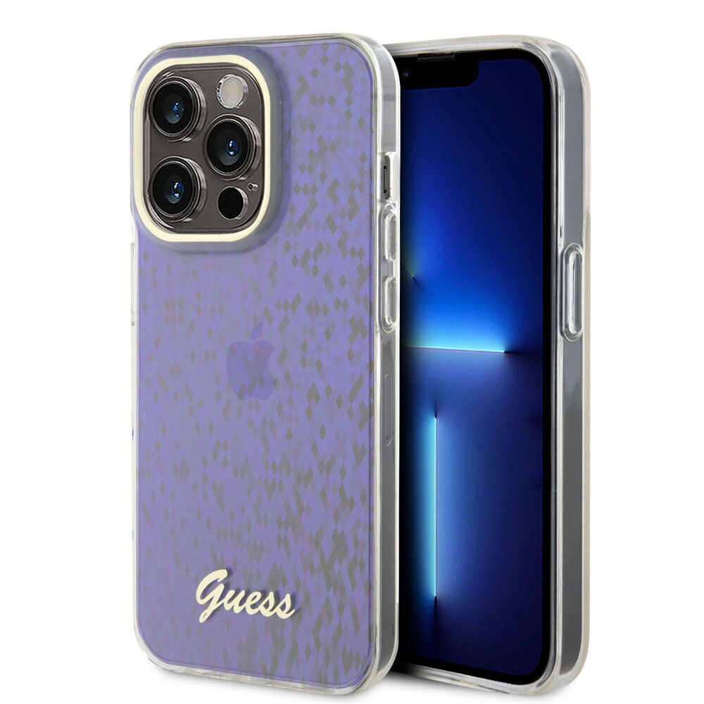 Guess Guess iPhone 15 Pro TPU Hardcase-Rückseite - Faceted Mirror - Disco Purple Guess Guess iPhone 15 Pro TPU Hardcase-Rückseite - Faceted Mirror - Disco Purple