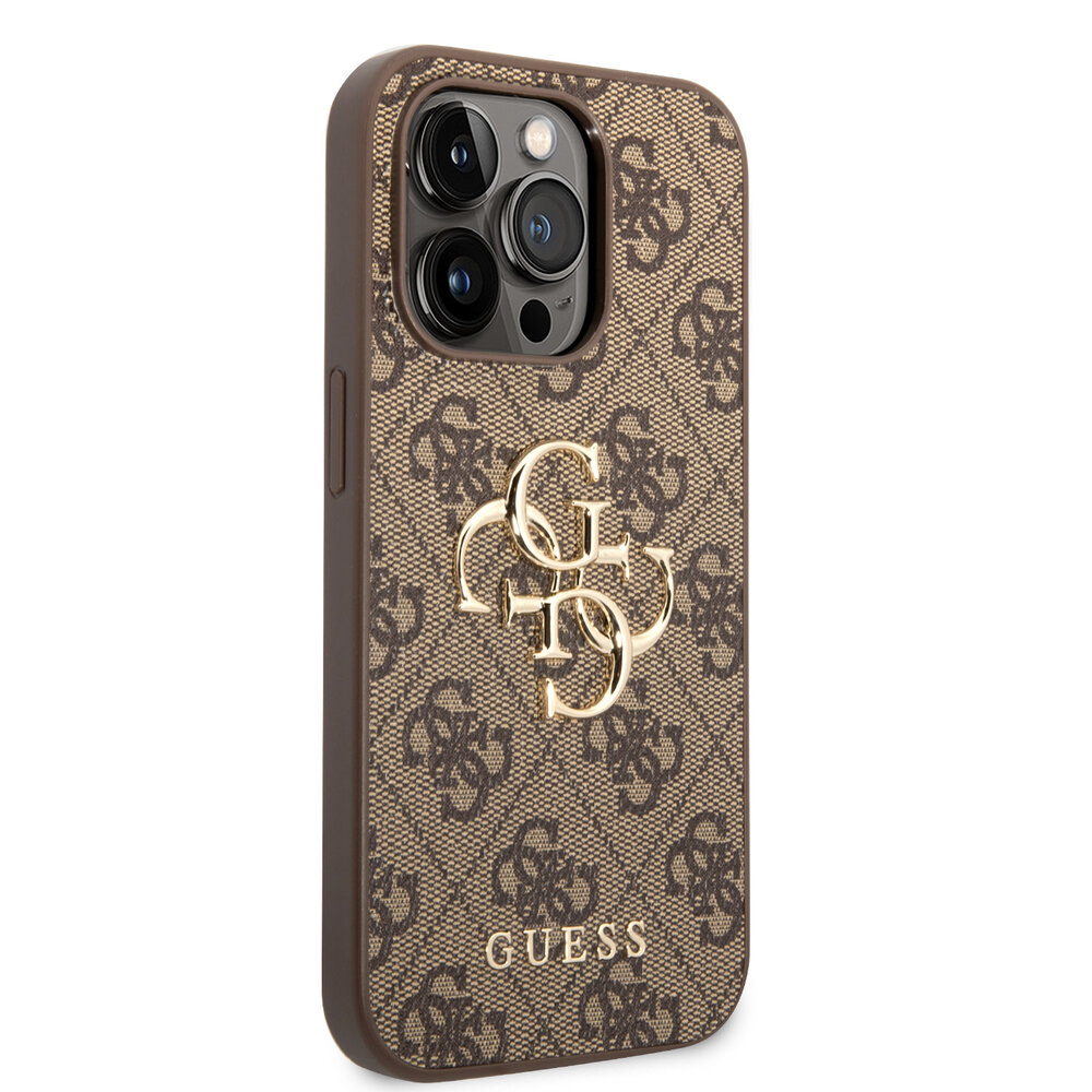 Guess Guess iPhone 15 Pro TPU Hardcase - 4G - Big Metal Logo - Brown