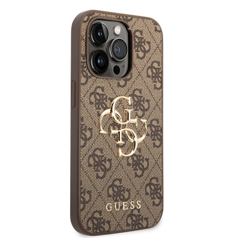 Guess Guess iPhone 15 Pro TPU Hardcase - 4G - Big Metal Logo - Brown