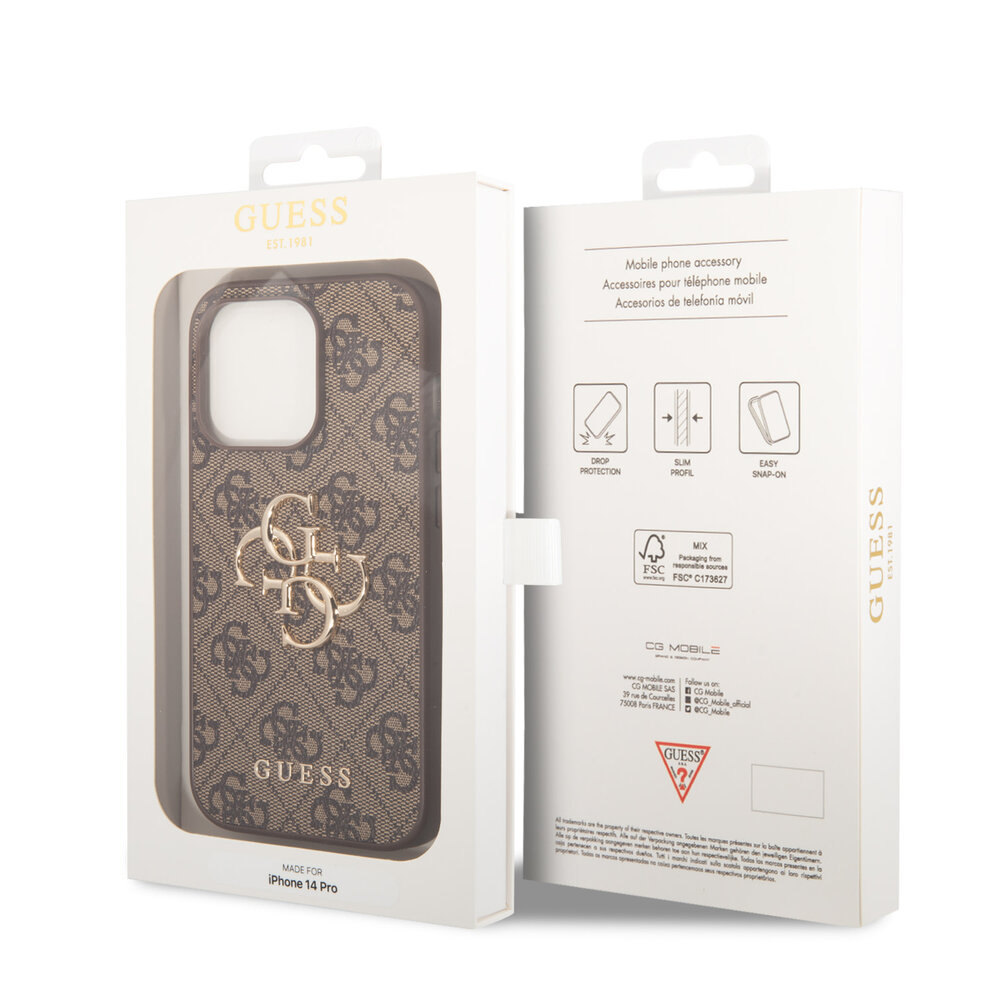 Guess Guess iPhone 15 Pro Hardcase hoesje - 4G - Big Metal Logo - Bruin Guess Guess iPhone 15 Pro Hardcase hoesje - 4G - Big Metal Logo - Bruin