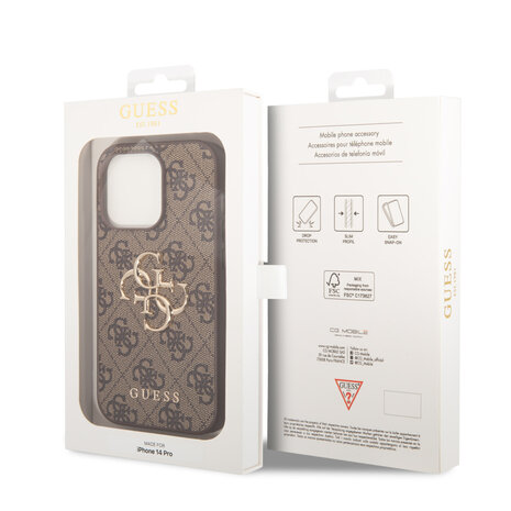 Guess Guess iPhone 15 Pro TPU Hardcase - 4G - Big Metal Logo - Brown