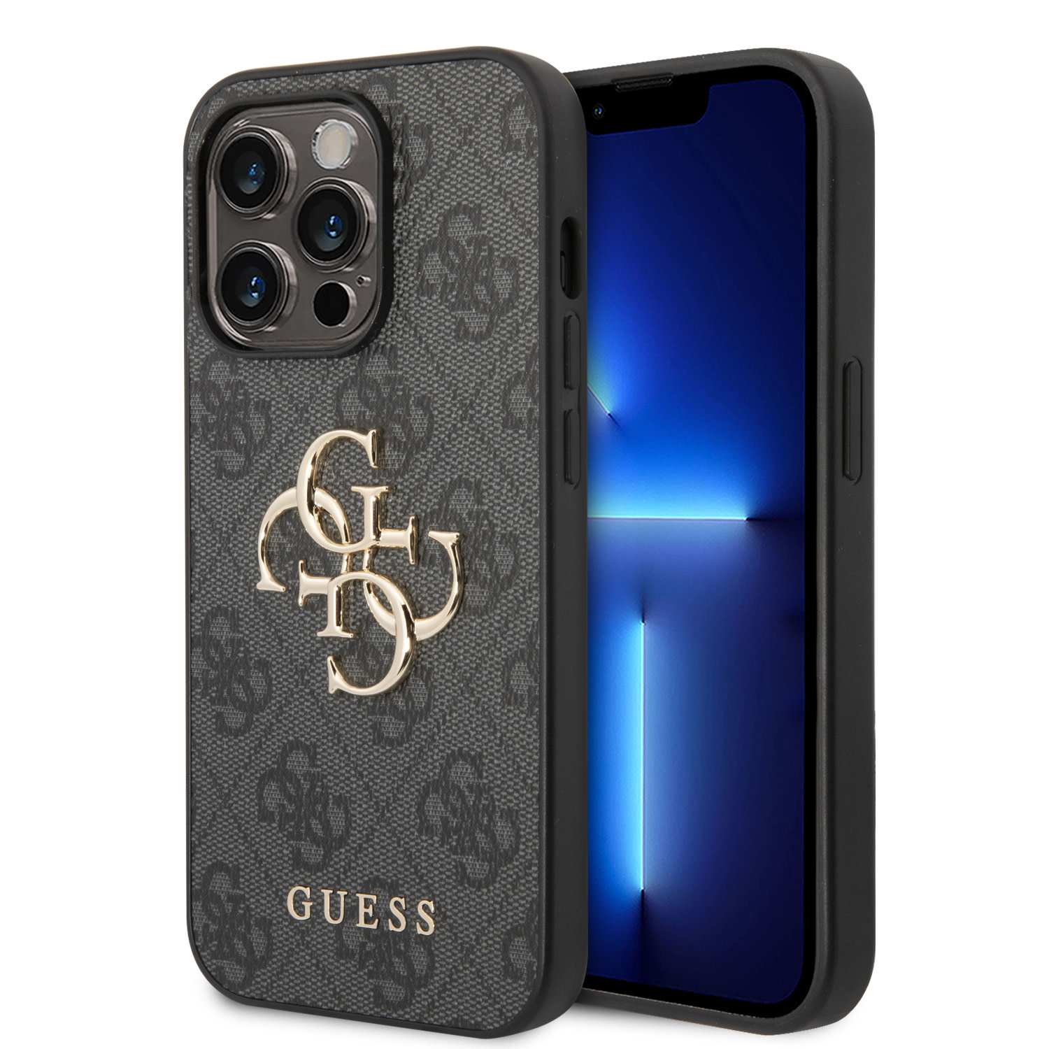Guess Guess iPhone 15 Pro Hardcase hoesje - 4G - Big Metal Logo - Grijs