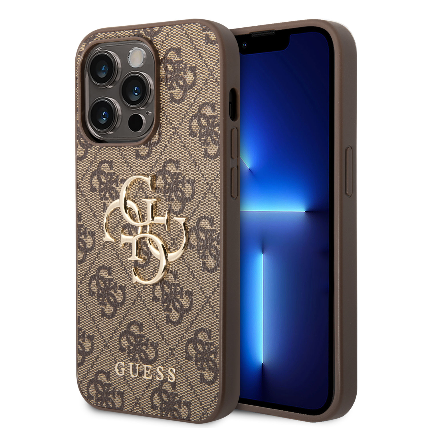 Guess Guess iPhone 15 Pro Max Hardcase hoesje - 4G - Big Metal Logo - Bruin