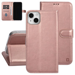 UNIQ Accessory iPhone 15 & 14 Plus Book type case - Card holder for 3 cards - Magnetic closure - Rose Gold