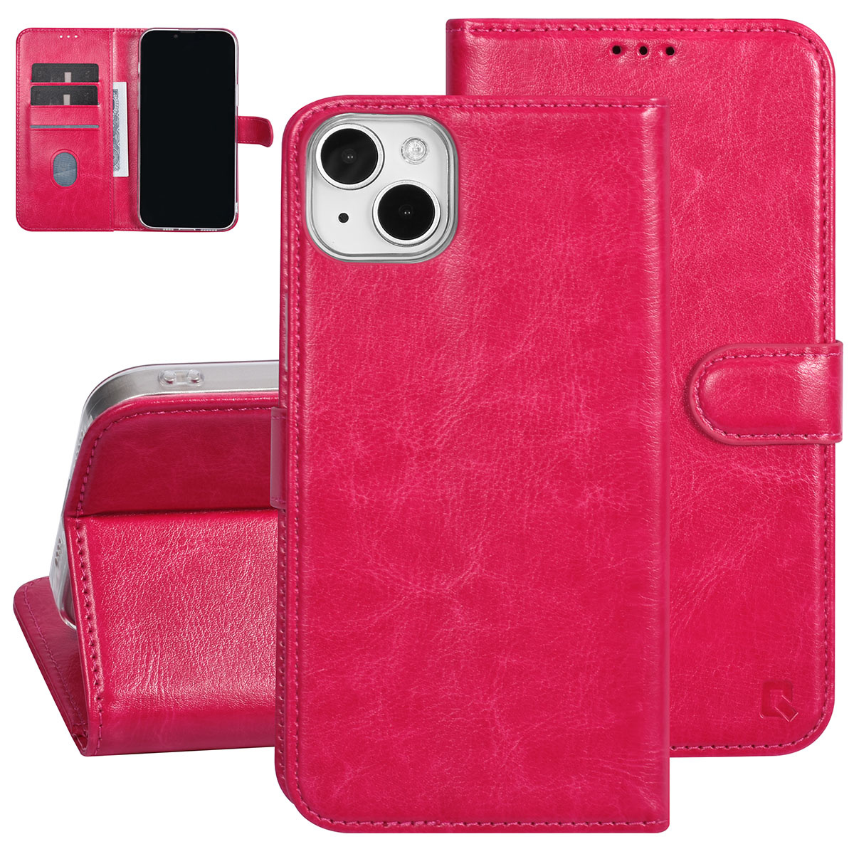 UNIQ Accessory UNIQ Accessory iPhone 15 & 14 Plus Book Case hoesje - Pasjeshouder voor 3 pasjes - Magneetsluiting - Hanger - Felroze