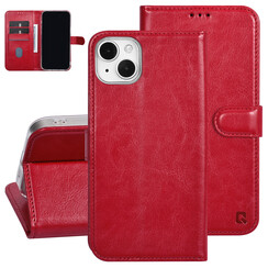 UNIQ Accessory iPhone 15 & 14 Plus Book Case hoesje - Pasjeshouder voor 3 pasjes - Magneetsluiting - Hanger - Rood