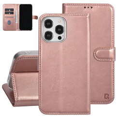 UNIQ Accessory iPhone 15 Pro Max Book Case hoesje - Pasjeshouder voor 3 pasjes - Magneetsluiting - Hanger - Rose Gold