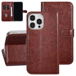 UNIQ Accessory iPhone 15 Pro Max Book type case - Card holder for 3 cards - Magnetic closure - Brown